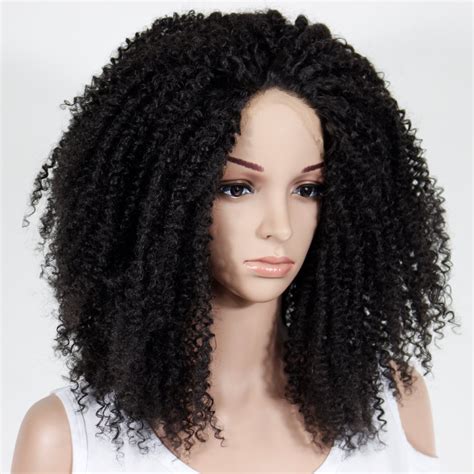 Glueless Heat Resistant Hair Natural Black Afro Kinky Curly Synthetic