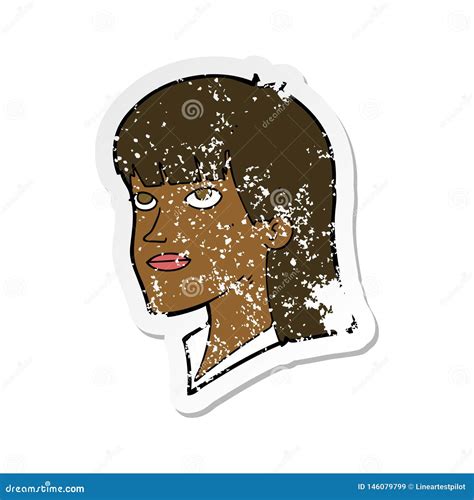 Retro Distressed Sticker Of A Cartoon Serious Woman Stock Vector Illustration Of Professional