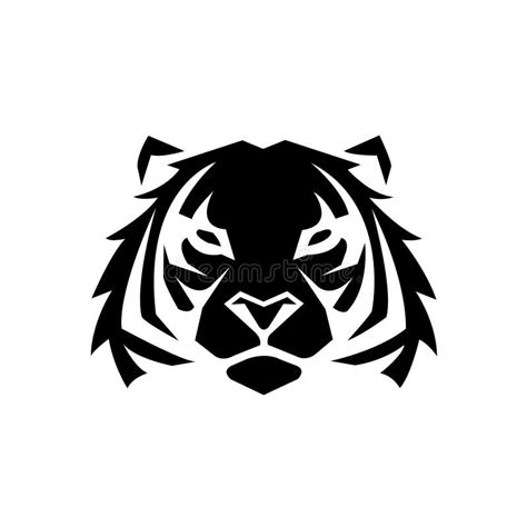 Tiger Head Silhouette White Background Stock Illustration