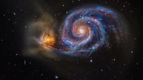 The Whirlpool Galaxy M51 Pair Of Galaxies Locked In A Gravitational