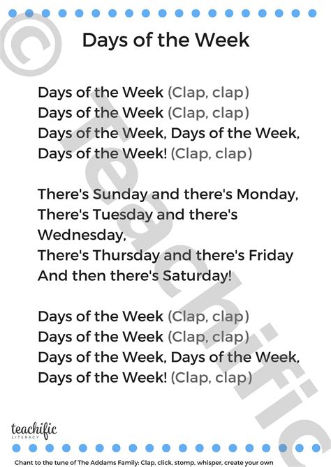Days Of The Week Children Poem