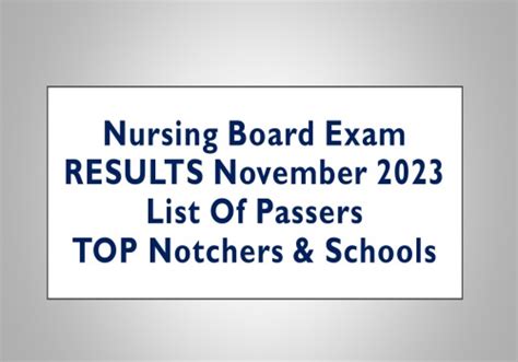 Nursing Board Exam Results November 2023 List Of Passers Top 10