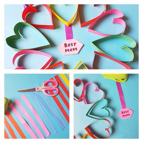 10 Min Easy Colorful Paper Hearts Wreath