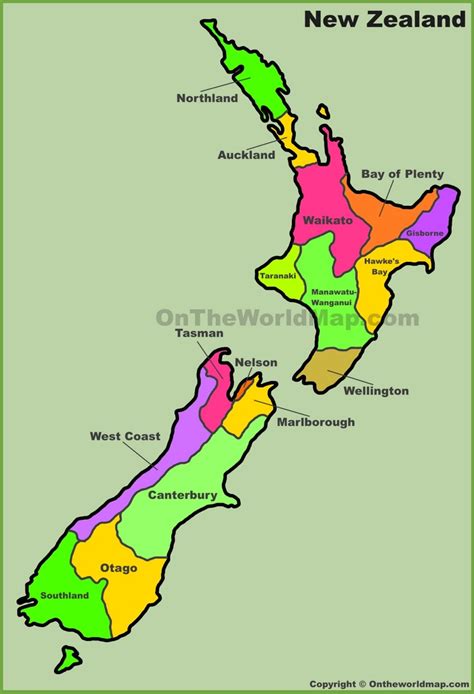 New Zealand Regions Map Ontheworldmap Com