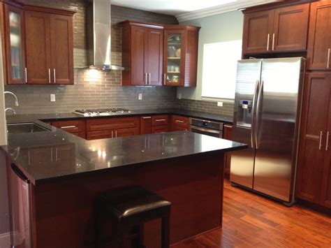 We offer a refreshing alternative, and we are more than capable of turning your existing kitchen and other. Kitchen Cabinets - american cherry, glass subway tile ...