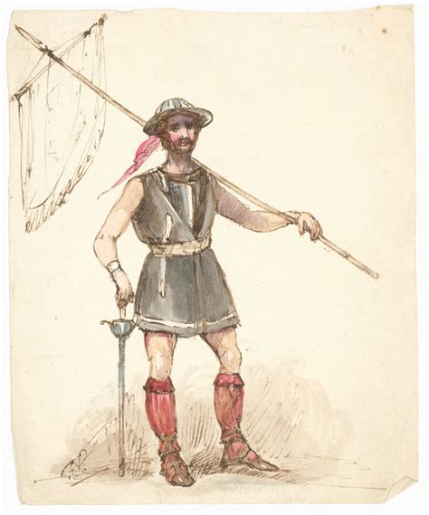 19th Century Pen And Ink Drawing Highland Soldier Arte Stampa