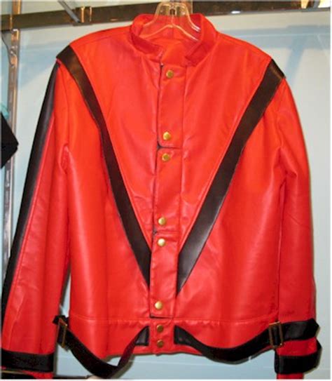 Michael jackson classic red thriller leather jacket for men this red thriller leather jacket is the same outfit costume that was wore by the iconic dancer michael jackson. Michael Jackson costume Thriller jacket wig sequin glove