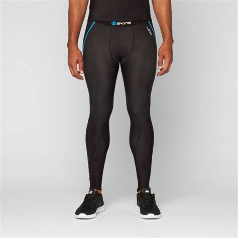 a200 long compression tights black neon blue xs skins touch of modern