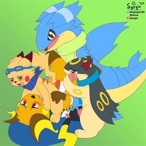 Rule 34 Anthro Fangs Sparkychu Feral Furry Gabite Group Group Sex Hi Res Male Malemale