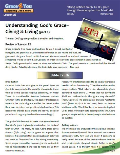 Lesson 23 Understanding Gods Grace — Giving And Living Part 2 Grace