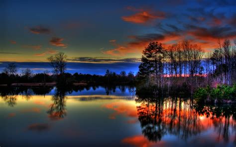 Beautiful Colorful Paulk Lake Sunset Nature Lakes Hd