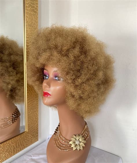 10 Inches Full Honey Blonde Afro Kinky Bulk 4c Hair Wig For Etsy