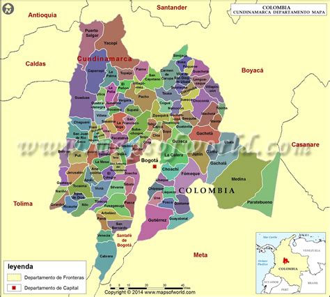 Mapa De Cundinamarca Departamento De Cundinamarca Colombia Mapas
