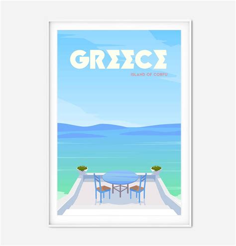 Greece Vintage Travel Poster Cityscape Print Retro City Art Etsy