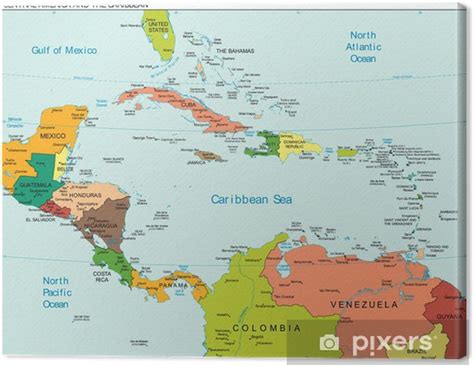 World Earth Central America Caribbean Map Canvas Print • Pixers® We