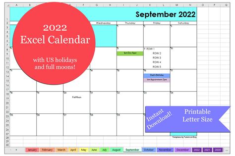 Free 2022 Excel Calendar Templates Calendarlabs 2022 Yearly Calendar