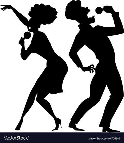 Singing Duet Silhouette Vector Image On Vectorstock Silhouette Silhouette Vector Mini Canvas Art