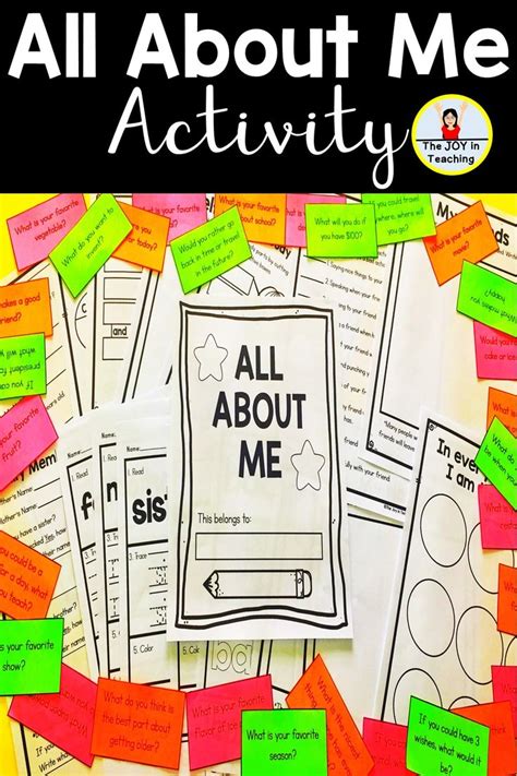 An All About Me Activity With Post It Notes On The Front And Back Of It