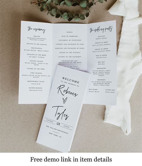 Printable Tri Fold Wedding Program Template Fully Editable Etsy