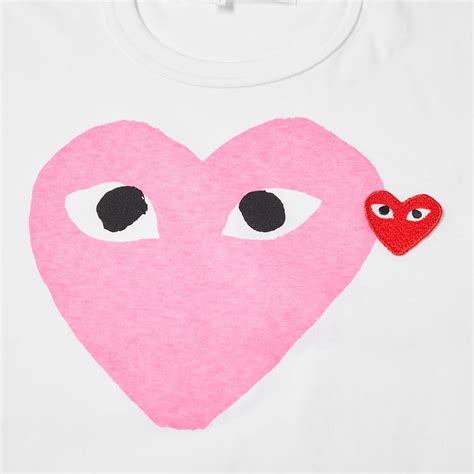 Comme Des Garcons Play Red Heart Colour Heart Tee White And Pink End