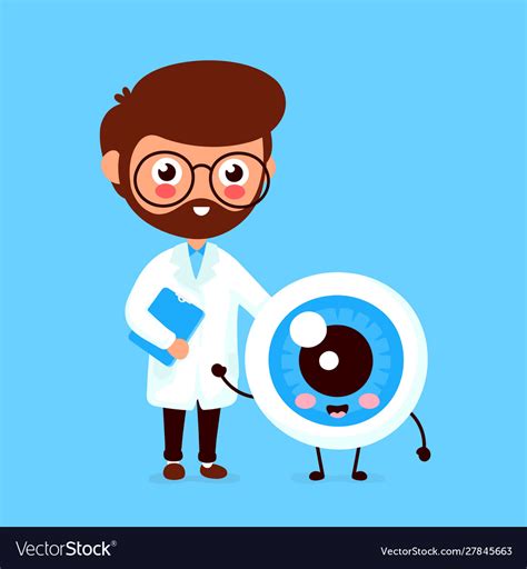 Cute Funny Doctor And Healthy Happy Eyeball Vector Image