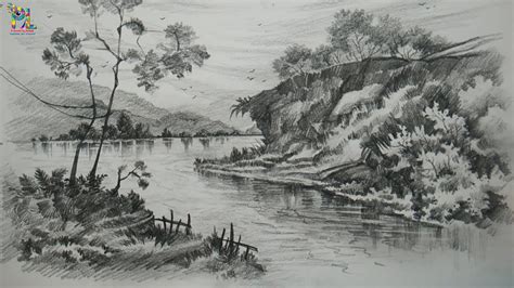 River Pencil Drawing At Explore Collection Of