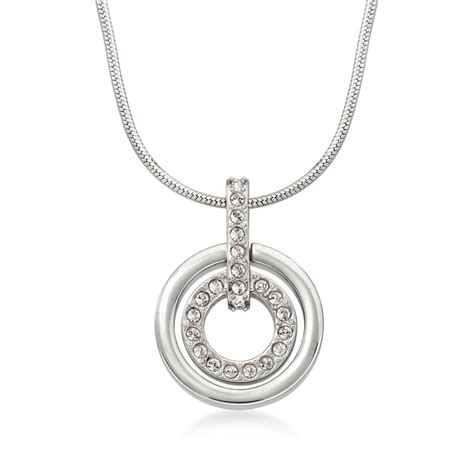 Swarovski Crystal Double Circle Pendant Necklace In Silvertone Ross