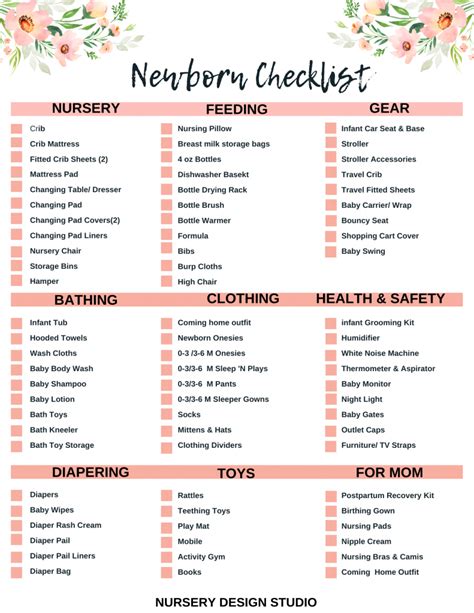 Newborn Essentials Checklist Printable Printable World Holiday