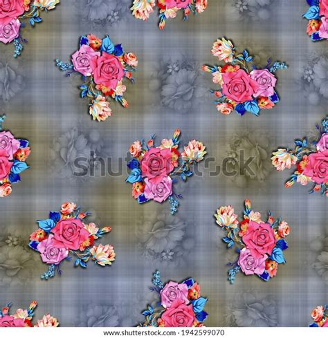 Bunch Flower Colorful Digital Printing Background Stock Illustration