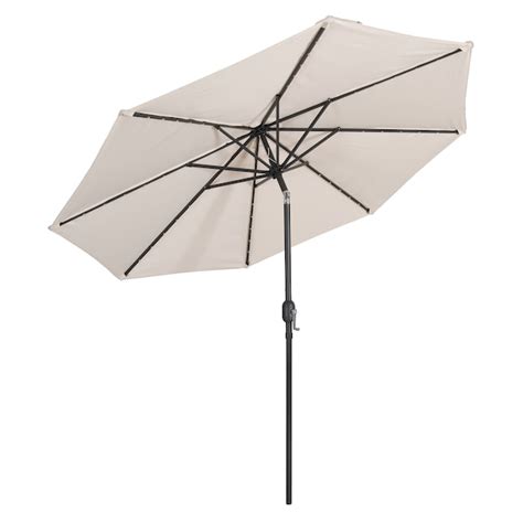 Corliving 9 Ft Solar Powered Push Button Tilt Market Patio Umbrella In