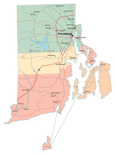 Large Detailed Tourist Map Of Rhode Island State Vidi