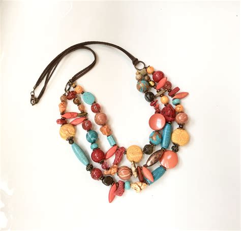 Multi Strand Handmade Beaded Necklace For Women Artisan Etsy In