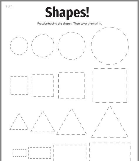 Tracing Basic Shapes | Worksheet | Education.com | Shapes preschool