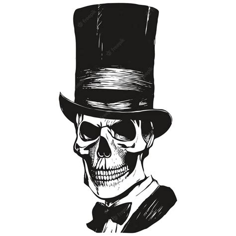 Premium Vector Skull In Top Hat Image Vector Hand Drawn Black And