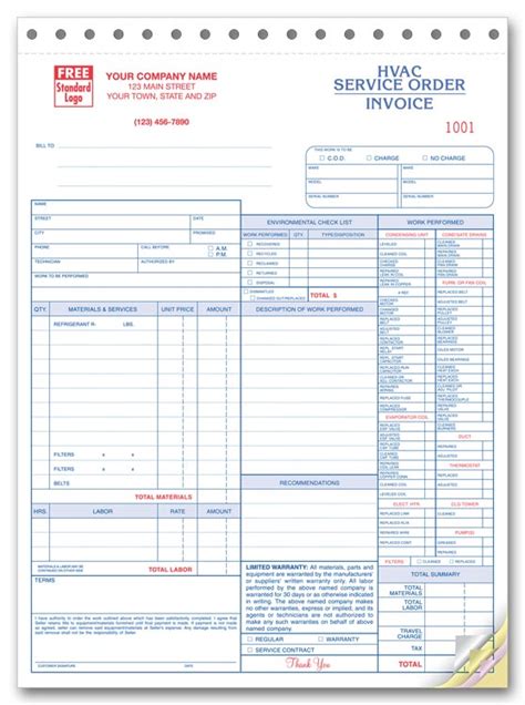 The template features multiple text boxes and tables of varied sizes and a beautiful colorful illustration in one corner with your company name at the top in bold , the invoice template for hvac work consists of separate text boxes or tables in red and pink to include. 6532-3 HVAC Invoices Service Orders