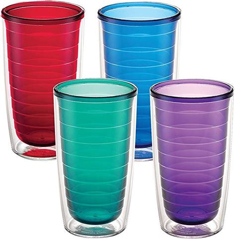 Tervis 1037267 Clear And Colorful Insulated Tumbler 4 Pack Boxed 16oz