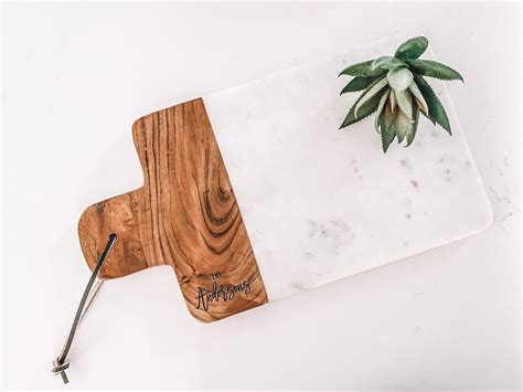 Marble And Wood Cutting Board Personalized Cheese Board Etsy