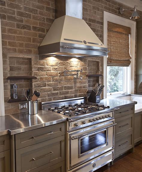 Exposed Brick Stainless Steel Counter Top Ljkoike Dream Kitchen New