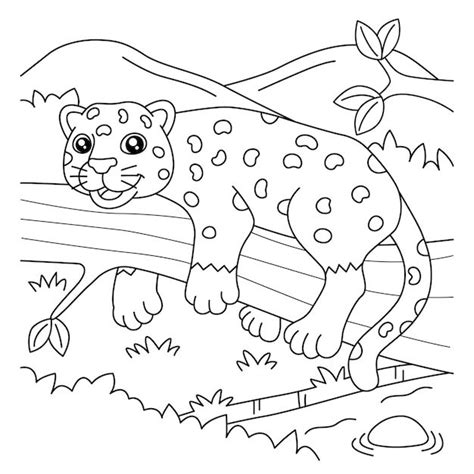 Jaguar Acostado En Una Rama De Rbol Para Colorear Imprimir E Dibujar Coloringonly Com