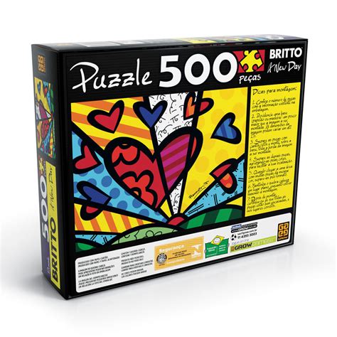 Check out art work, sculptures, collages and more! Puzzle 500 peças Romero Britto - A New Day - lojagrow