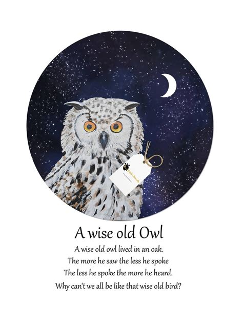 Owl Nursery Wall Art Nursery Rhymes Print A Wise Old Owl Etsy