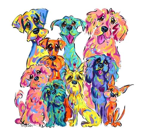 Rainbow Palz Painting By Debby Carman In 2022 Dog Canvas Painting