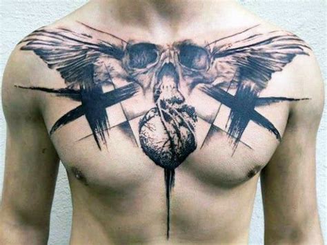 50 Skull Chest Tattoo Designs For Men Haunting Ink Ideas Cool Chest Tattoos Chest Tattoo