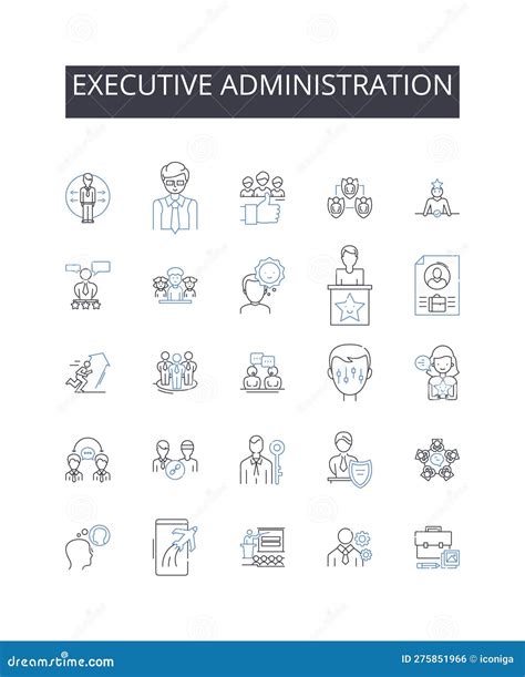 Executive Administration Line Icons Collection Management Leadership