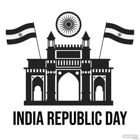 Black And White Republic Day Clipart In Eps Illustrator  Psd Png