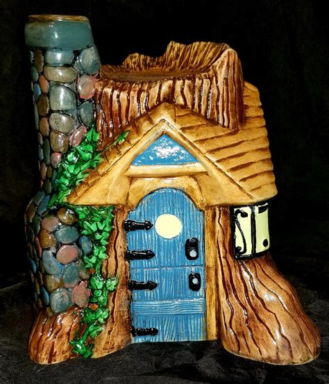 Unpainted Ceramic Bisque Fairy House Stump Fairy Garden Ready Etsy