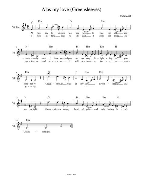 Greensleeves traditional — partitura para violín. Greensleeves Sheet music for Violin, Bass, Guitar (Mixed Trio) | Musescore.com