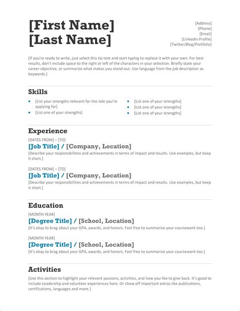 As a simple resume format in word the template can be easily customized by typing over selected text and replacing it with your own. 45 Free Modern Resume / CV Templates - Minimalist, Simple ...