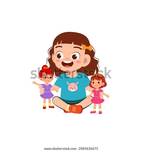 Cute Little Girl Play Pretty Doll Stock Vector Royalty Free