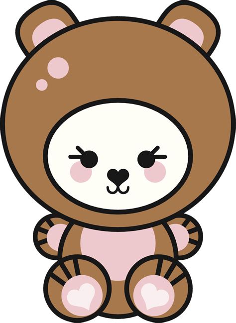Cute Kawaii Animal In Costume Cartoon Bear Vinyl Decal Sticker